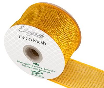 Eleganza Deco Mesh Metallic 63mm x 10m Gold No.35 - Organza / Fabric